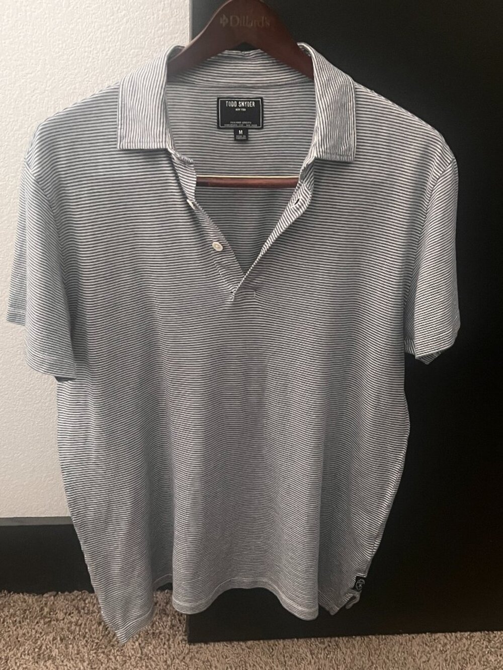 Todd Snyder Portuguese Micro Stripe Polo Gray Medium Slim Fit